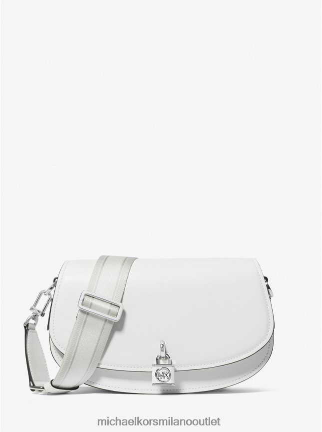 Michael Kors borsa messenger mila media in pelle donne bianco ottico P06L0L661 Accessori