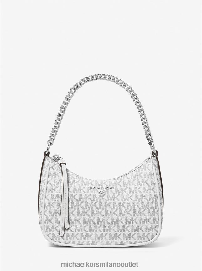 Michael Kors piccola pochette con logo con ciondolo jet set donne bianco ottico/nero P06L0L1351 Accessori