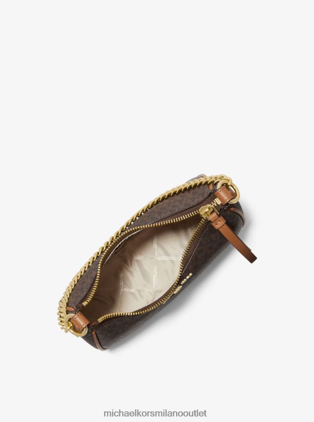 Michael Kors piccola pochette con logo con ciondolo jet set donne brn/ghianda P06L0L1372 Accessori
