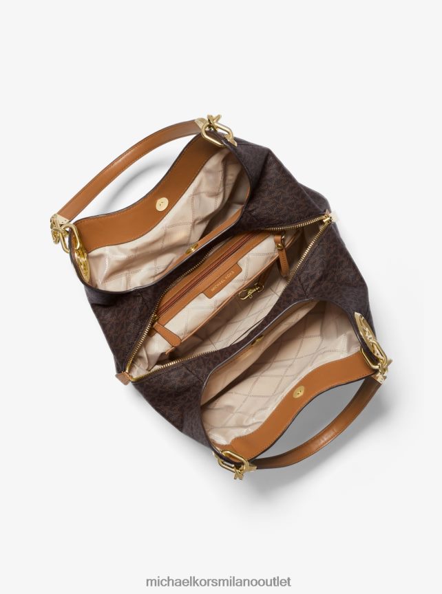 Michael Kors Borsa a tracolla grande con logo Lillie donne brn/ghianda P06L0L1125 Accessori