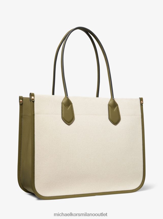 Michael Kors Borsa tote Heidi in tela a righe grandi donne combinazione di olive P06L0L1184 Accessori