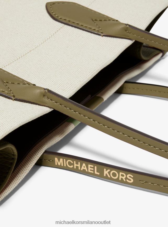Michael Kors Borsa tote Heidi in tela a righe grandi donne combinazione di olive P06L0L1184 Accessori