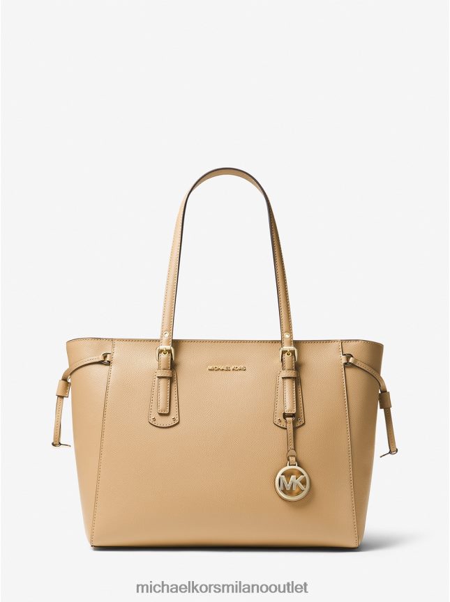 Michael Kors Borsa tote Voyager media in pelle a grana incrociata donne cammello P06L0L1037 Accessori