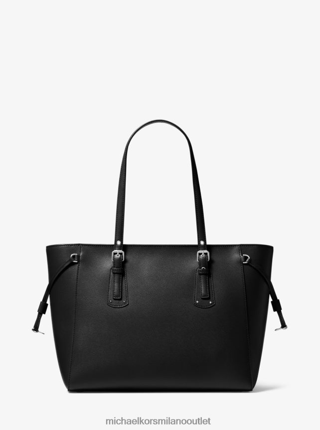 Michael Kors Borsa tote Voyager media in pelle a grana incrociata donne nero P06L0L1038 Accessori