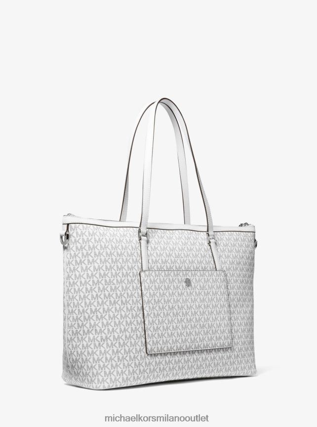 Michael Kors Borsa tote con logo grande Heritage donne bianco ottico/nero P06L0L1176 Accessori