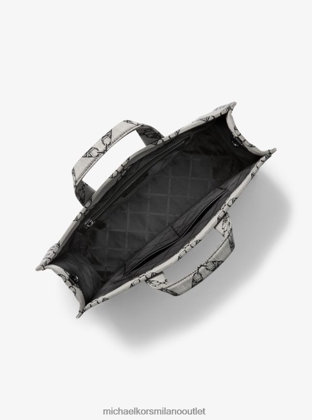 Michael Kors Borsa tote gigi grande in jacquard con logo impero donne naturale/nero P06L0L1155 Accessori