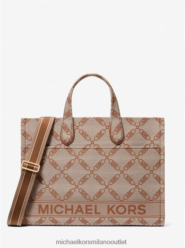 Michael Kors Borsa tote gigi grande in jacquard con logo impero donne naturali/bagagli P06L0L1156 Accessori