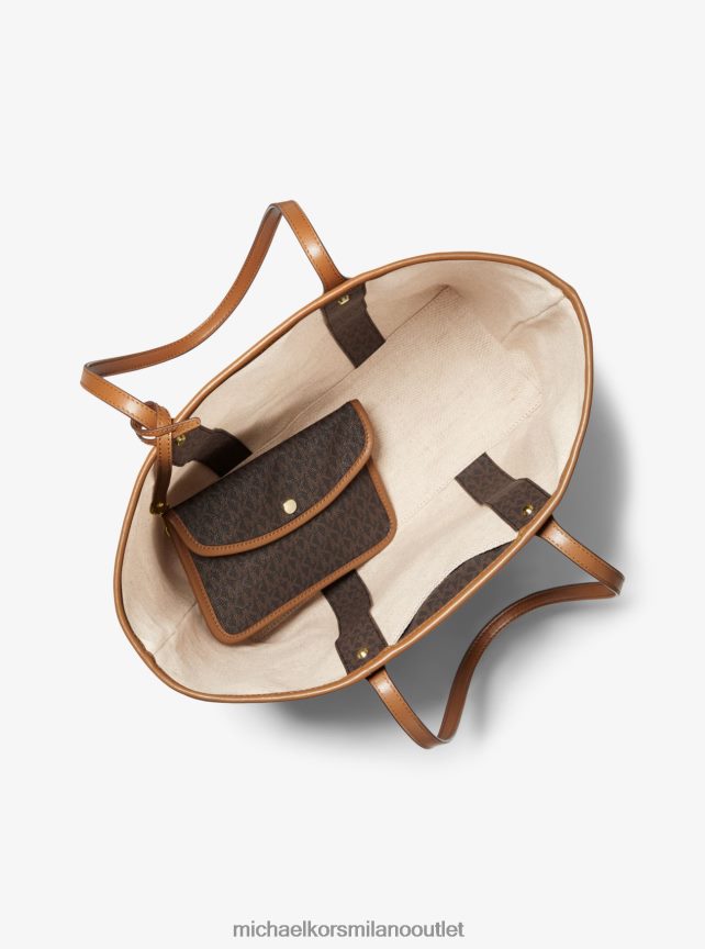 Michael Kors Borsa tote grande Eva con logo a righe donne rosso brillante P06L0L1073 Accessori