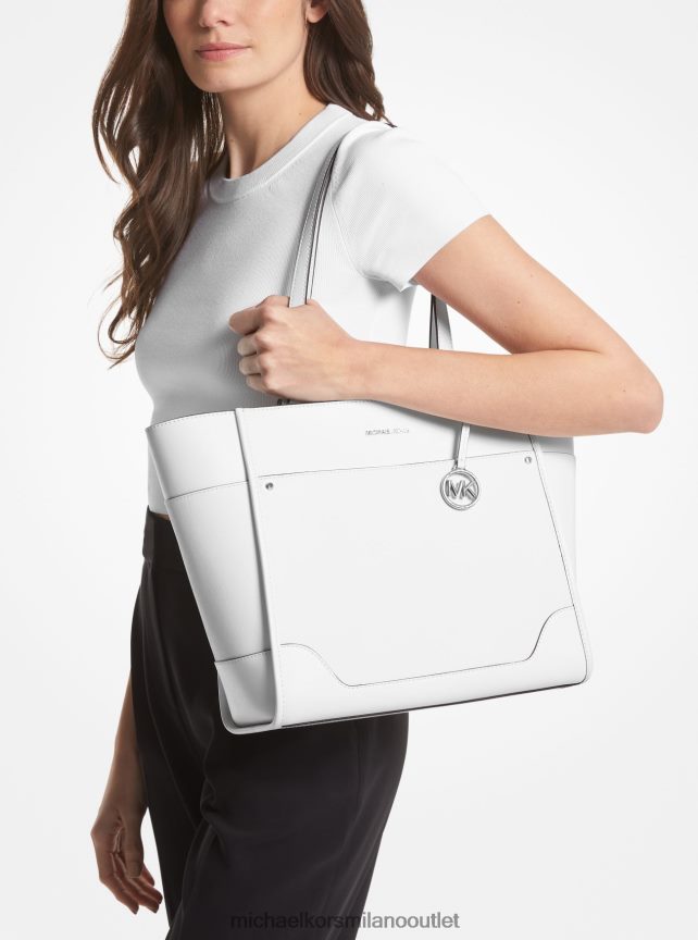 Michael Kors Borsa tote grande Harrison in pelle donne bianco ottico P06L0L1094 Accessori