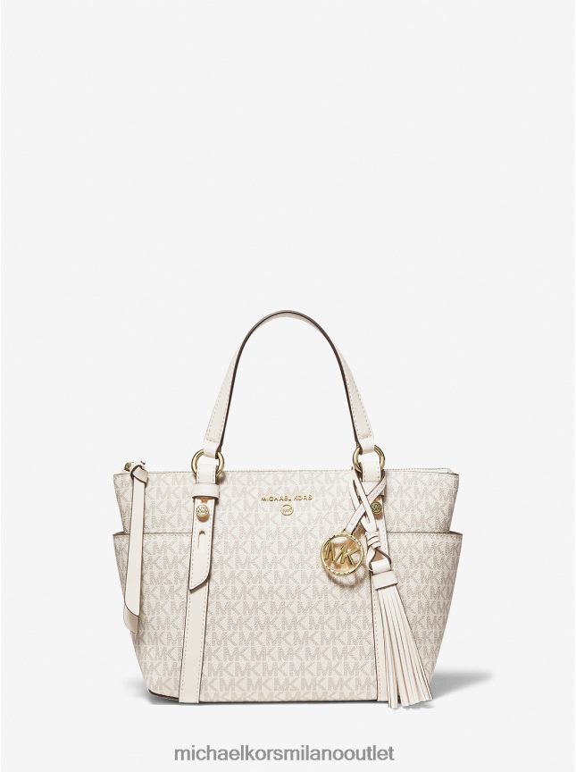 Michael Kors Borsa tote sullivan piccola con logo e cerniera superiore donne furgone/crema P06L0L1185 Accessori
