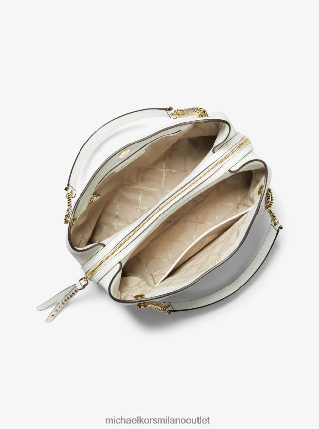 Michael Kors borsa a tracolla piper grande in pelle martellata donne bianco ottico P06L0L1068 Accessori