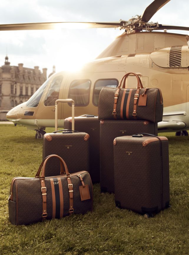 Michael Kors Borsa da weekend extra large Bedford Travel con righe con logo donne brn/ghianda P06L0L1521 Accessori