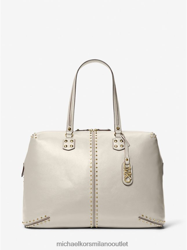 Michael Kors Borsa weekender Astor extra large in pelle con borchie donne lt. panna P06L0L1526 Accessori
