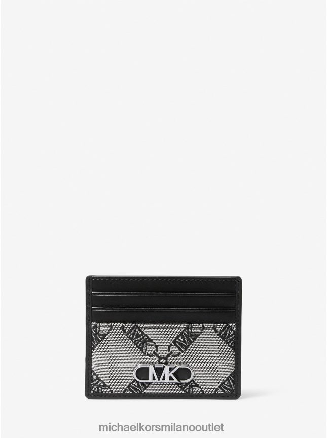 Michael Kors Porta carte jacquard con logo Hudson Empire donne nero P06L0L1557 Accessori