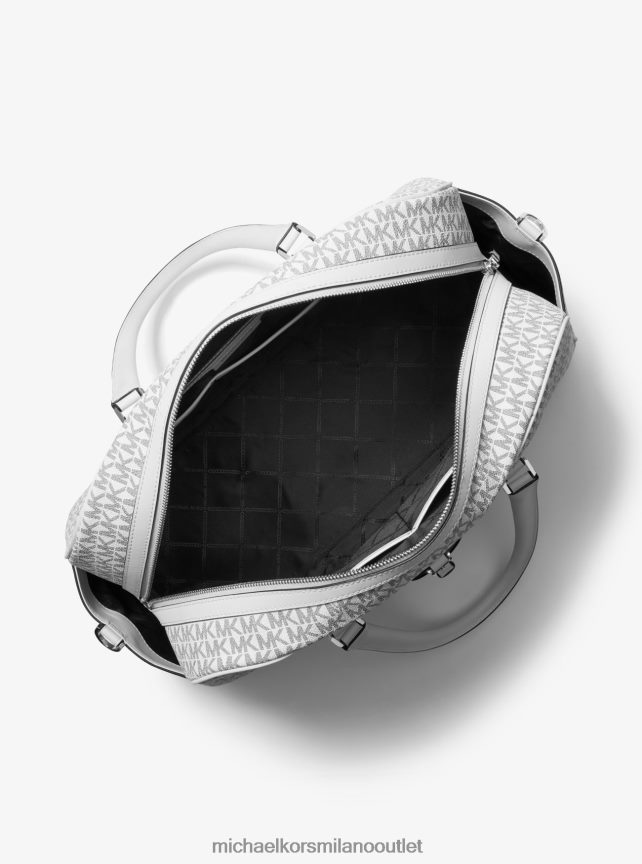 Michael Kors borsa da weekend Heritage extra large con logo donne bianco ottico/nero P06L0L1531 Accessori