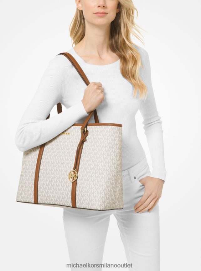 Michael Kors borsa tote triste con logo grande e cerniera superiore donne vaniglia P06L0L1537 Accessori