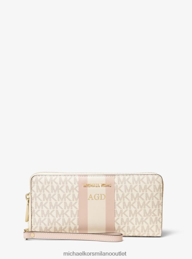 Michael Kors cinturino da polso Continental a righe con logo donne vaniglia/rosa tenue P06L0L1555 Accessori