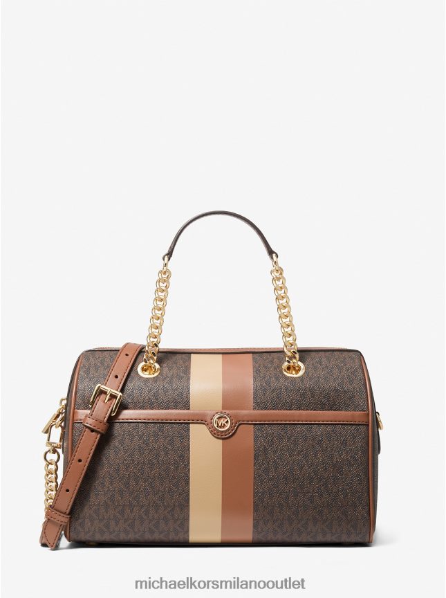Michael Kors Borsa Blaire media a righe con logo donne marrone/bagagli P06L0L1507 Accessori