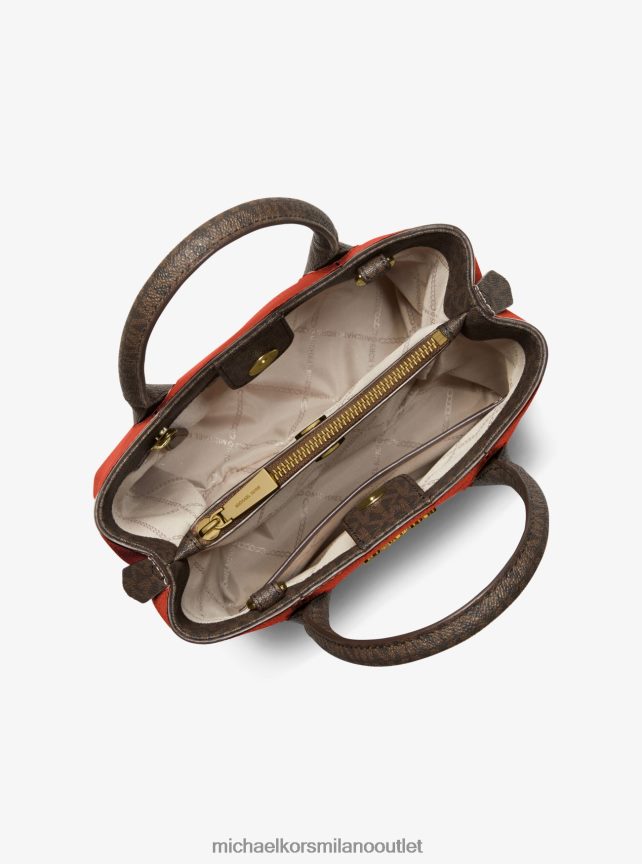 Michael Kors Borsa messenger Austin media in pelle martellata donne arancione intenso P06L0L1473 Accessori