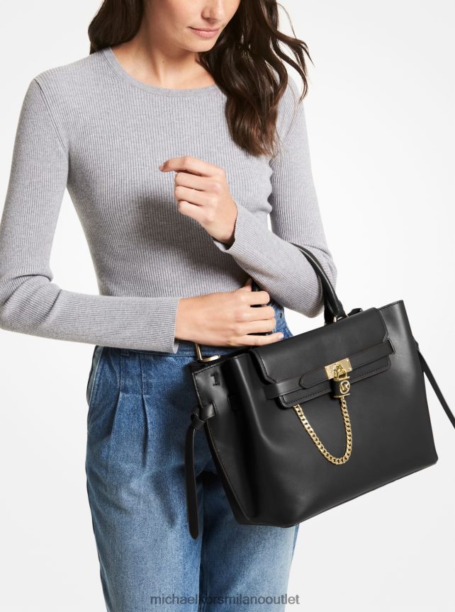 Michael Kors borsa hamilton legacy grande in pelle con cintura donne nero P06L0L1415 Accessori