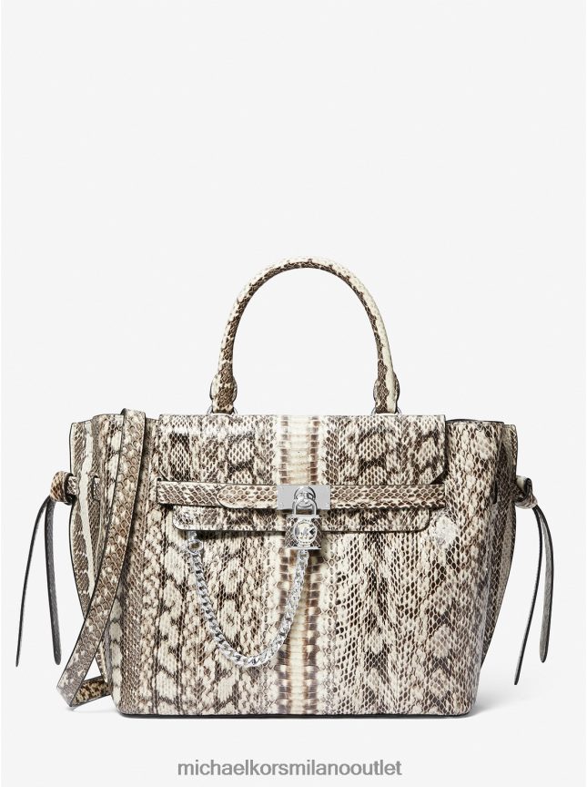 Michael Kors borsa hamilton legacy grande in pelle di serpente con cintura donne naturale P06L0L1485 Accessori