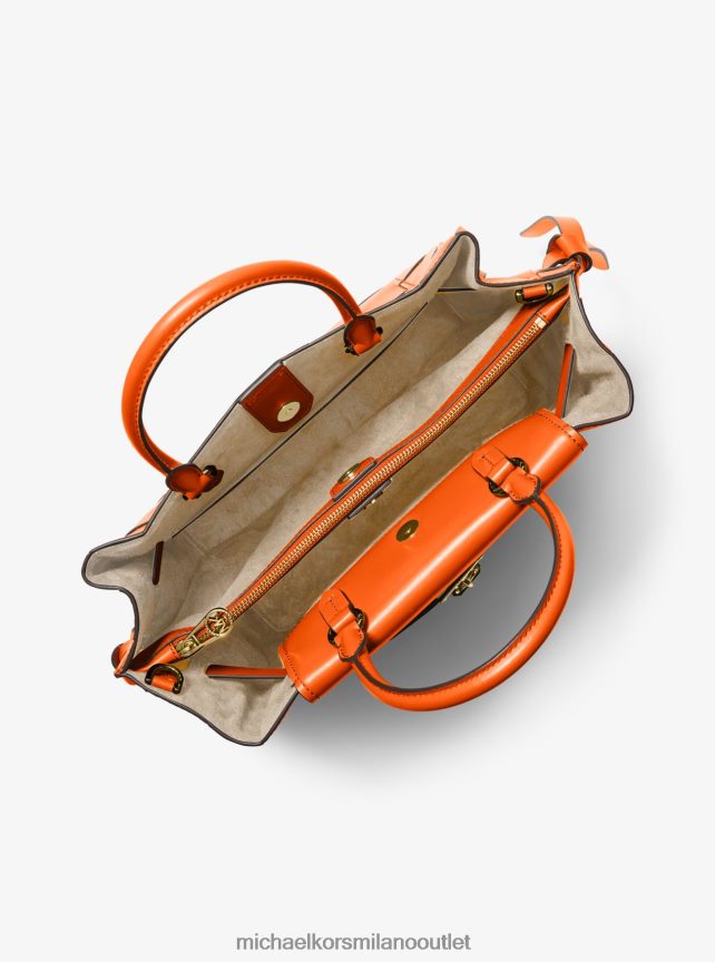 Michael Kors borsa hamilton legacy grande in pelle intrecciata con cintura donne arancione ottico P06L0L1398 Accessori