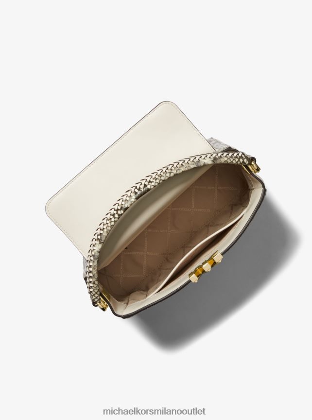 Michael Kors borsa karlie media in pelle martellata e stampa serpente donne lt. panna P06L0L1440 Accessori