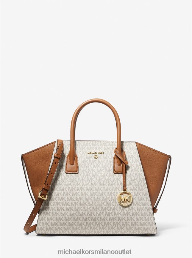 Michael Kors cartella Avril con logo grande e cerniera superiore donne vaniglia/ghianda P06L0L1494 Accessori