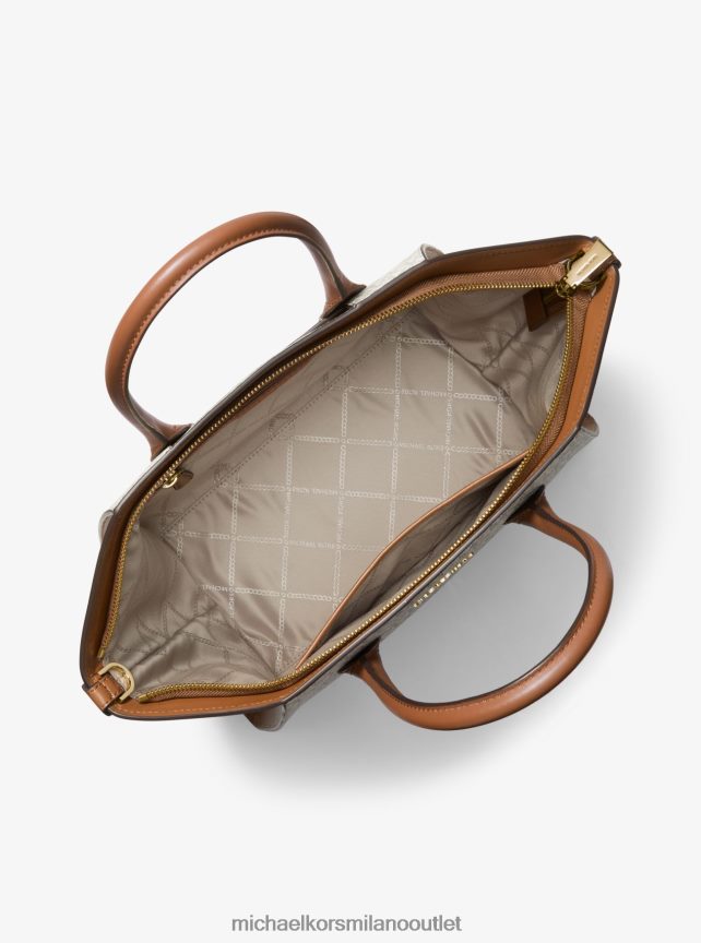 Michael Kors cartella Avril con logo grande e cerniera superiore donne vaniglia/ghianda P06L0L1494 Accessori