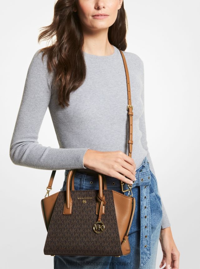 Michael Kors cartella Avril con logo piccolo e cerniera superiore donne brn/ghianda P06L0L1497 Accessori