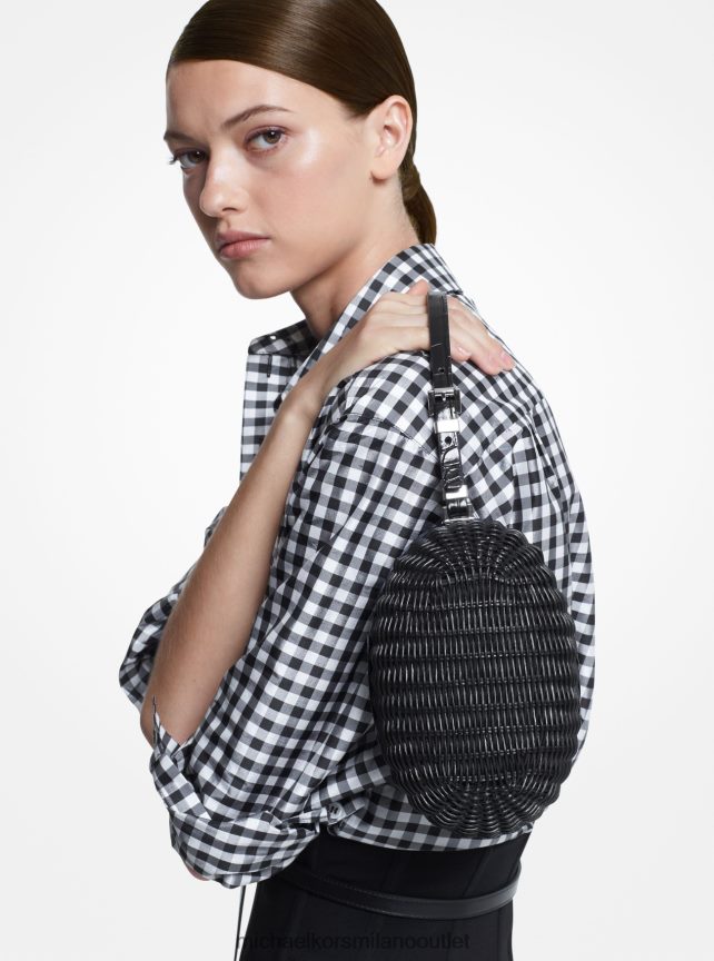 Michael Kors minaudiere da collezione in rattan gramercy e pelle goffrata coccodrillo donne nero P06L0L1637 Accessori