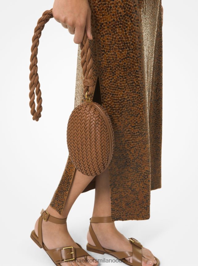 Michael Kors minaudiere in pelle intrecciata a mano collezione joni donne Castagna P06L0L1640 Accessori
