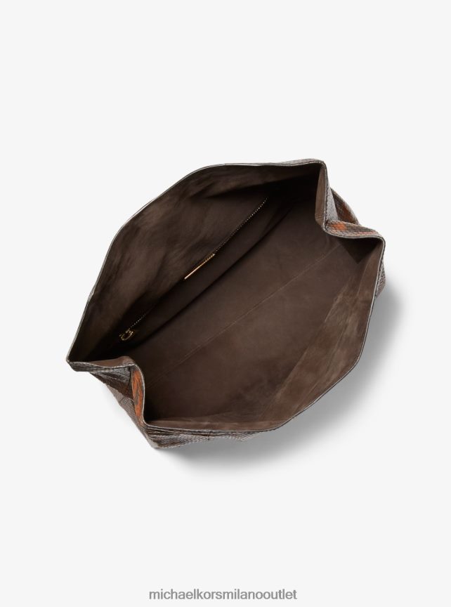 Michael Kors pochette da collezione con monogramma in pitone goffrato per borsa da pranzo donne Castagna P06L0L1645 Accessori