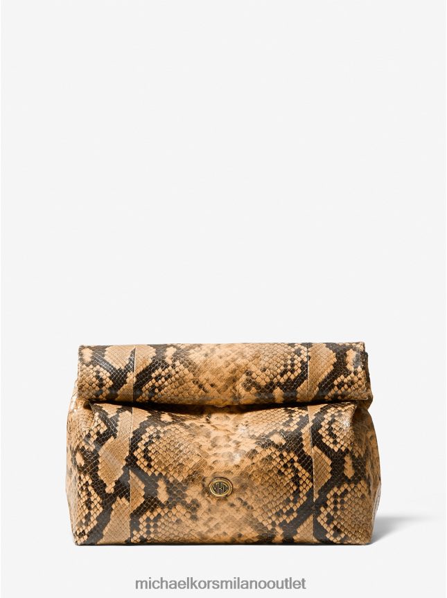 Michael Kors pochette da collezione con monogramma in pitone goffrato per borsa da pranzo donne grano P06L0L1647 Accessori