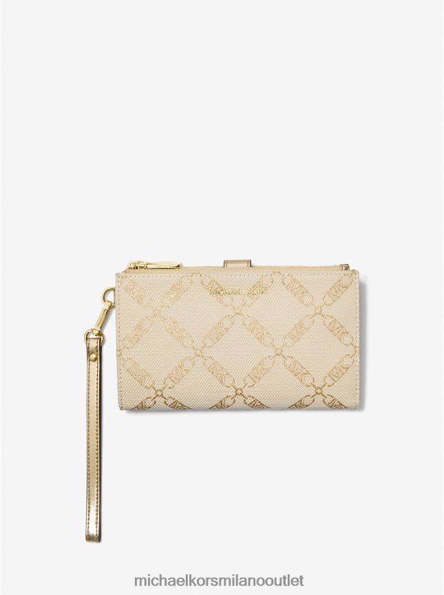Michael Kors portafoglio per smartphone adele in jacquard con logo impero metallizzato donne oro pallido/naturale P06L0L1608 Accessori