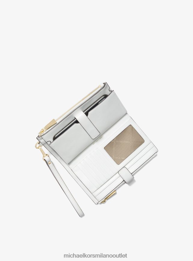 Michael Kors portafoglio per smartphone adele in pelle intrecciata donne bianco ottico P06L0L1582 Accessori