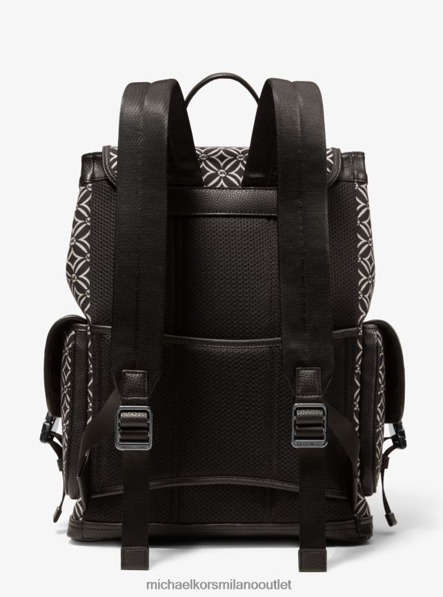 Michael Kors Zaino in jacquard con logo Hudson donne nero/crema chiaro P06L0L1280 Accessori