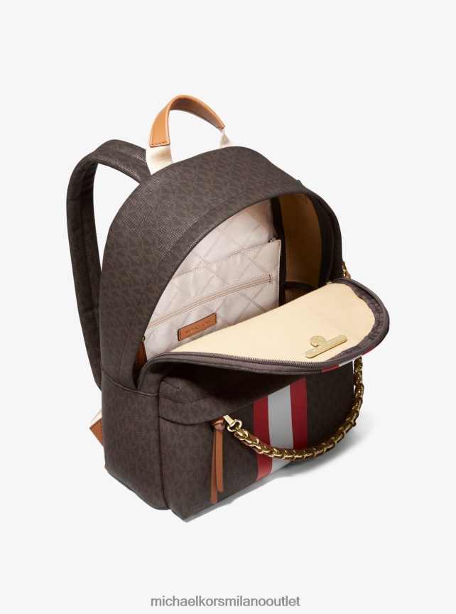 Michael Kors zaino medio slater a righe con logo donne rosso brillante P06L0L1203 Accessori