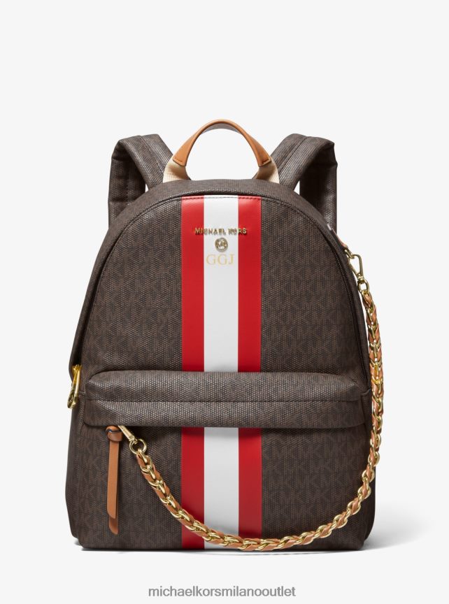 Michael Kors zaino medio slater a righe con logo donne rosso brillante P06L0L1203 Accessori