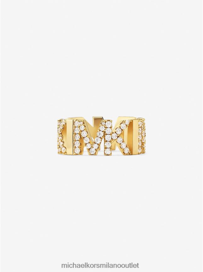 Michael Kors anello a catena con logo pavé in ottone placcato metallo prezioso donne oro P06L0L2548 gioielleria