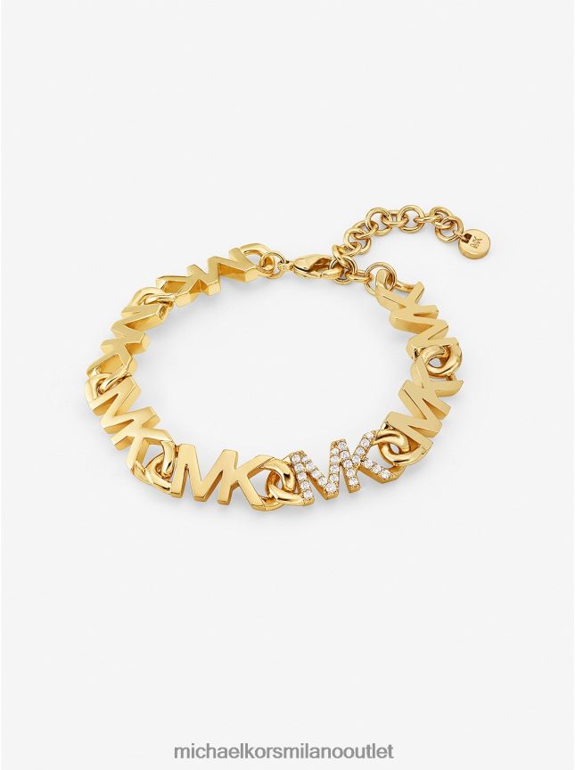 Michael Kors Bracciale a catena con logo pavé in ottone placcato oro 14k donne oro P06L0L2457 gioielleria