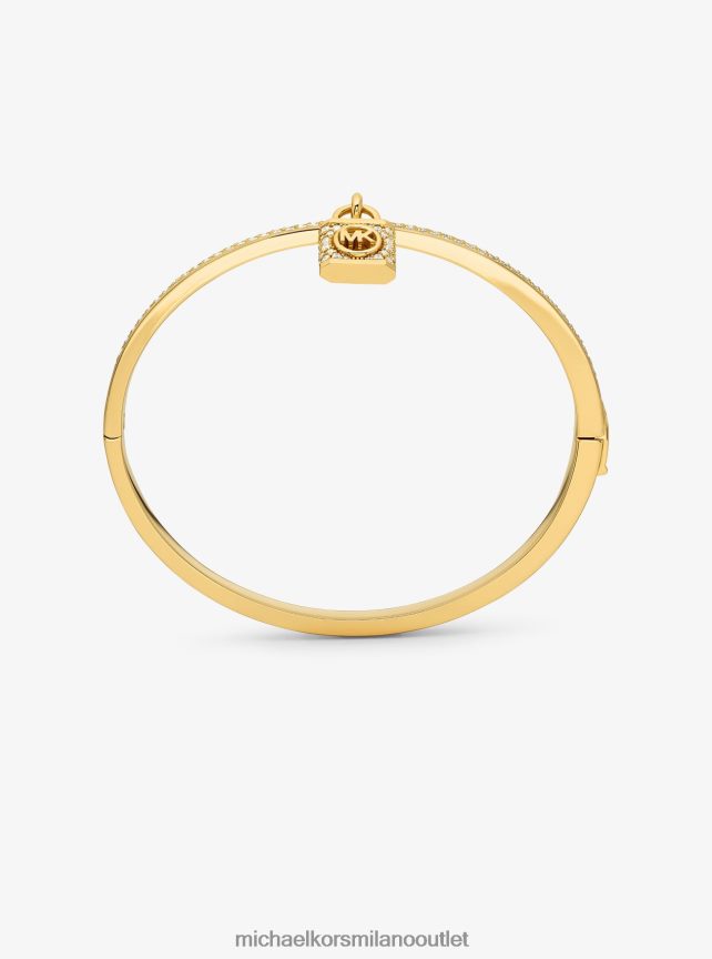 Michael Kors Bracciale rigido con chiusura a pavé in ottone placcato oro 14k donne oro P06L0L2438 gioielleria