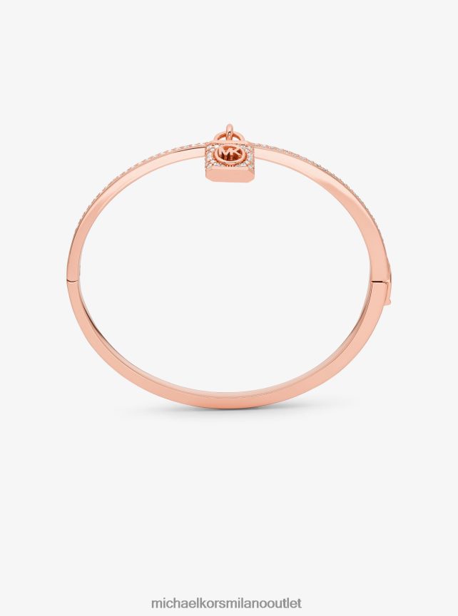 Michael Kors Bracciale rigido con chiusura a pavé in ottone placcato oro rosa 14k donne oro rosa P06L0L2439 gioielleria