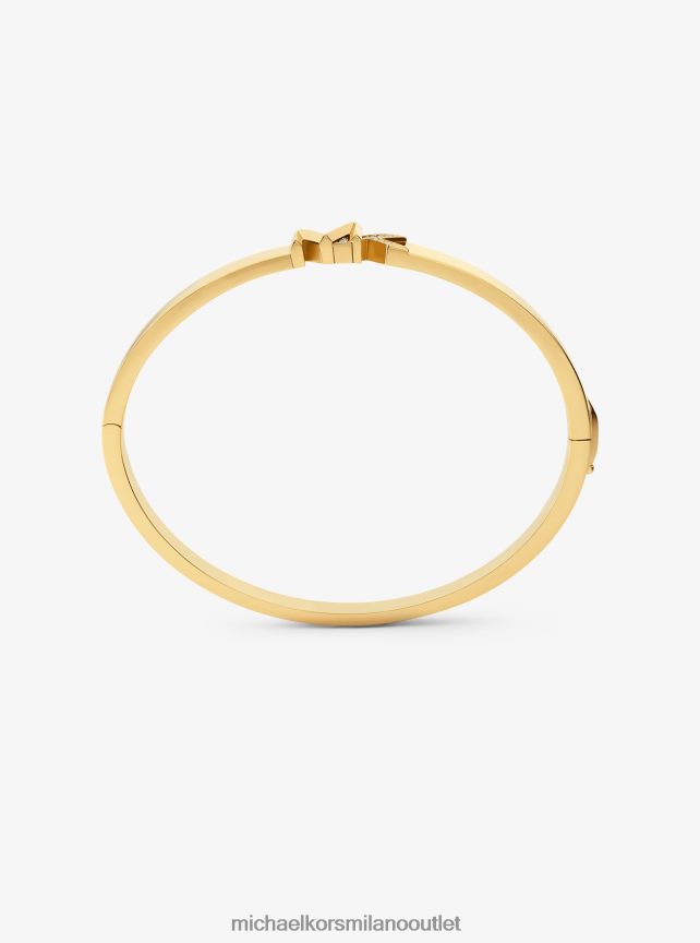 Michael Kors Bracciale rigido con logo pavé in ottone placcato oro 14k donne oro P06L0L2473 gioielleria