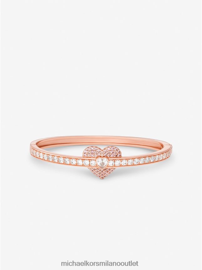 Michael Kors Bracciale rigido in argento sterling placcato oro rosa 14k con pavé di cuori donne oro rosa P06L0L2448 gioielleria