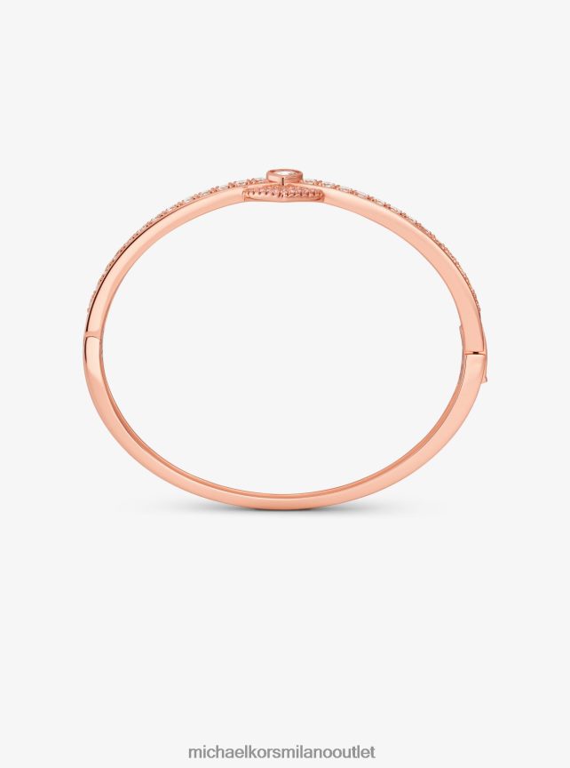 Michael Kors Bracciale rigido in argento sterling placcato oro rosa 14k con pavé di cuori donne oro rosa P06L0L2448 gioielleria