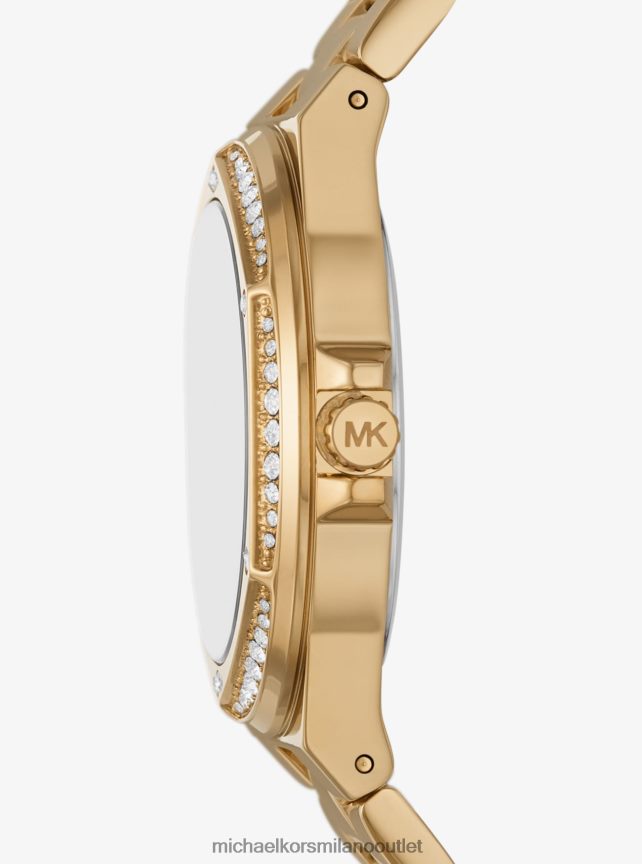 Michael Kors Set orologio e bracciale color oro con logo Lennox Pave donne oro P06L0L2464 gioielleria