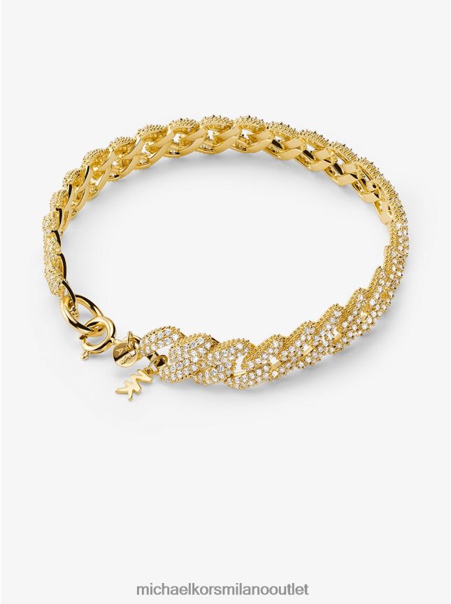 Michael Kors bracciale a maglie barbazzale con pavé in argento sterling placcato in metallo prezioso donne oro P06L0L2453 gioielleria