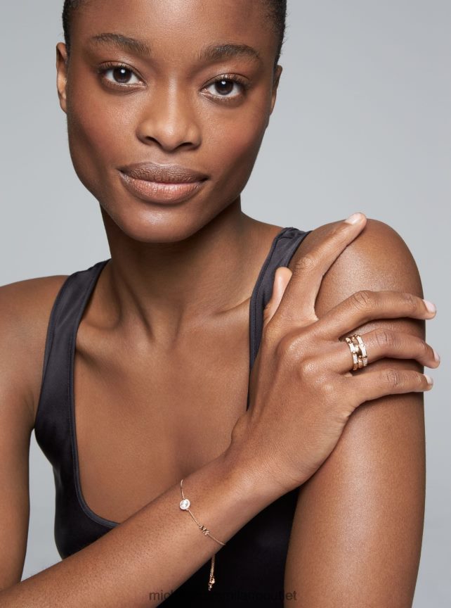 Michael Kors bracciale con cursore a pavé in argento sterling placcato in metallo prezioso donne oro rosa P06L0L2444 gioielleria