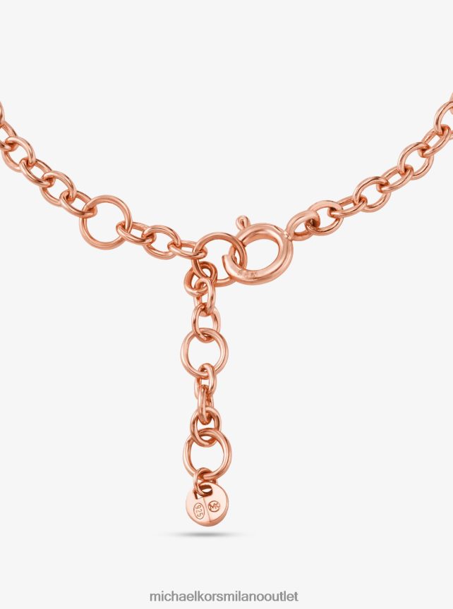 Michael Kors bracciale con lucchetto e pavé in argento sterling placcato in metallo prezioso donne oro rosa P06L0L2462 gioielleria